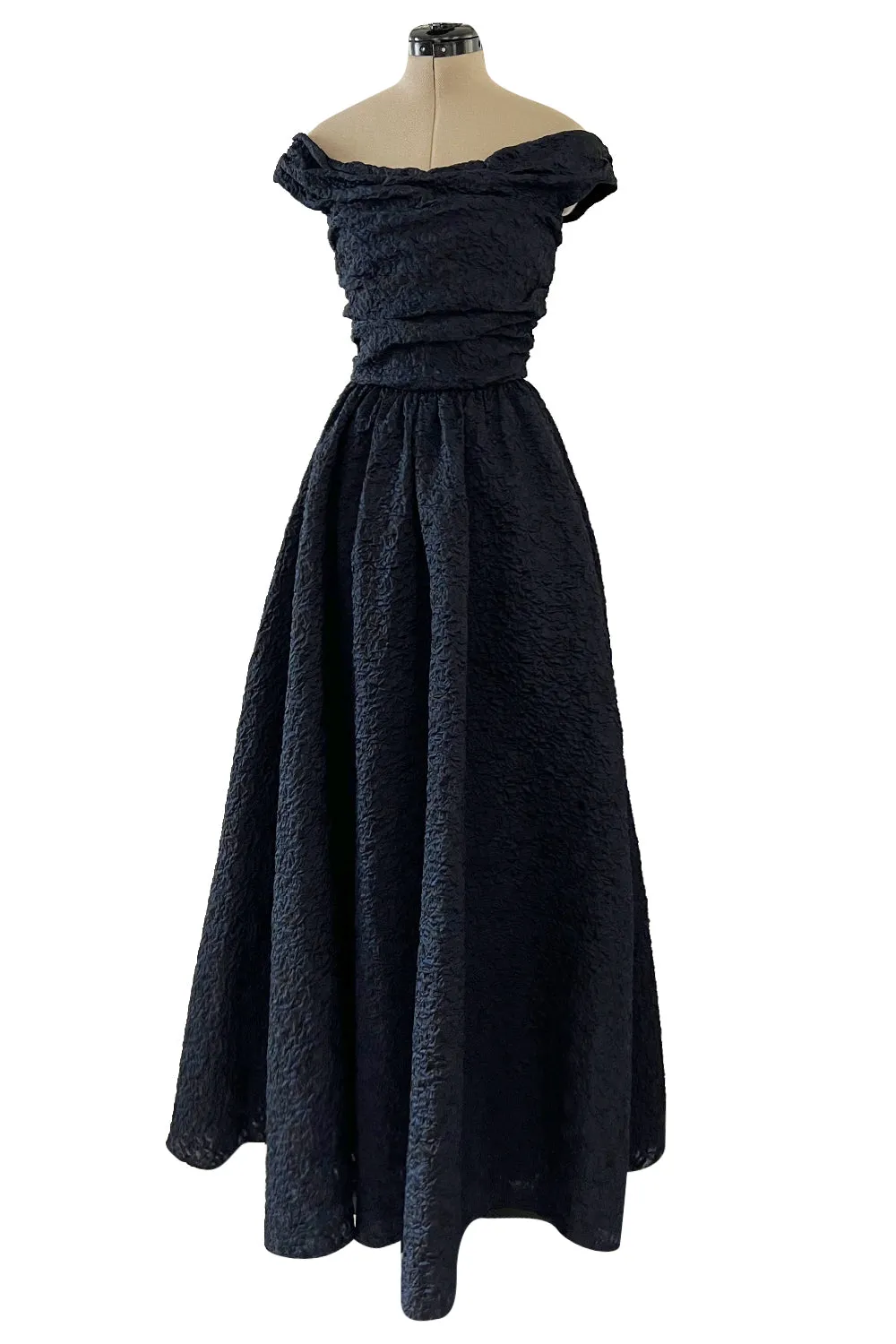 Runway Fall 2019 Christian Dior by Maria Grazia Chiuri Deep Blue & Black Off Shoulder Dress