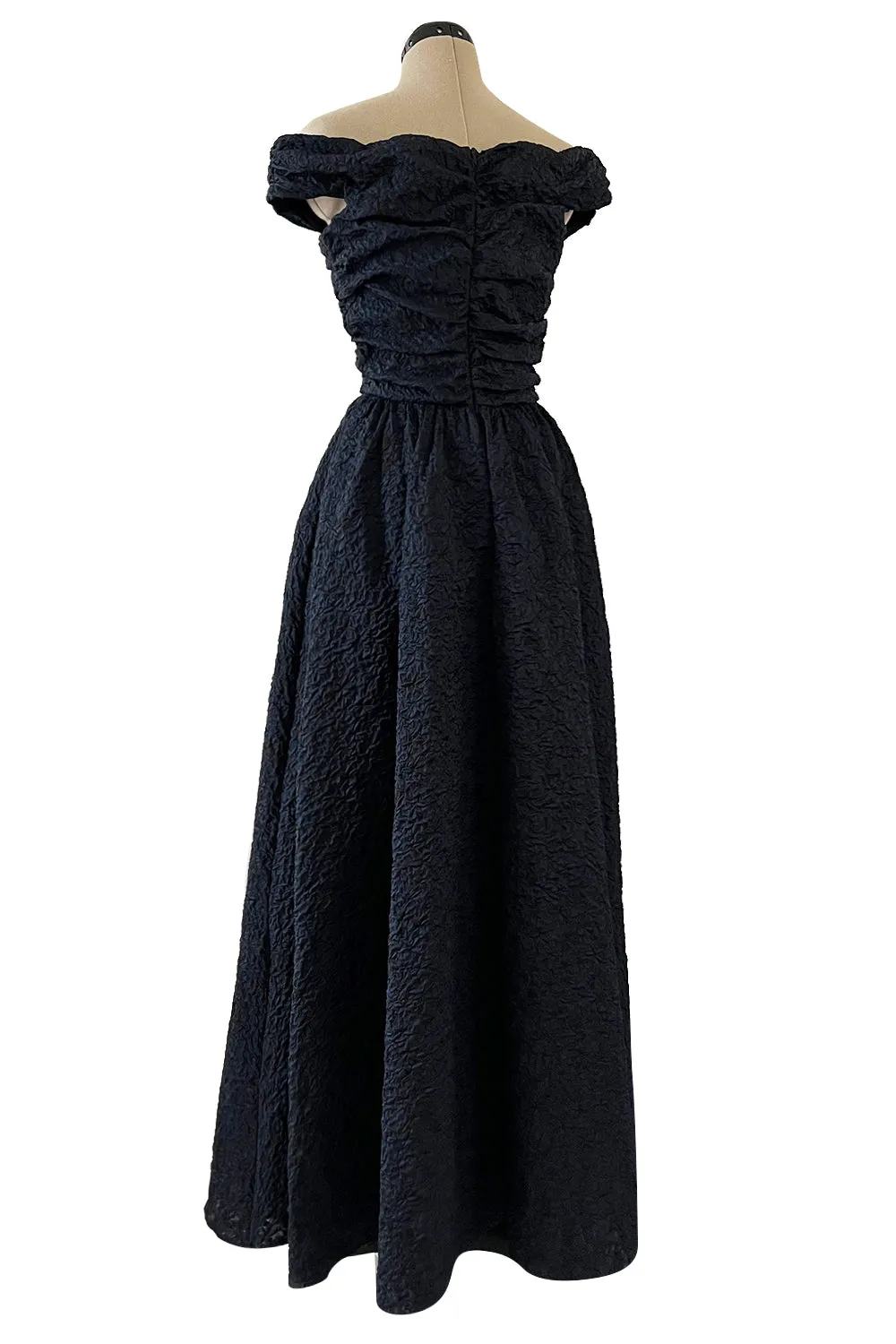 Runway Fall 2019 Christian Dior by Maria Grazia Chiuri Deep Blue & Black Off Shoulder Dress