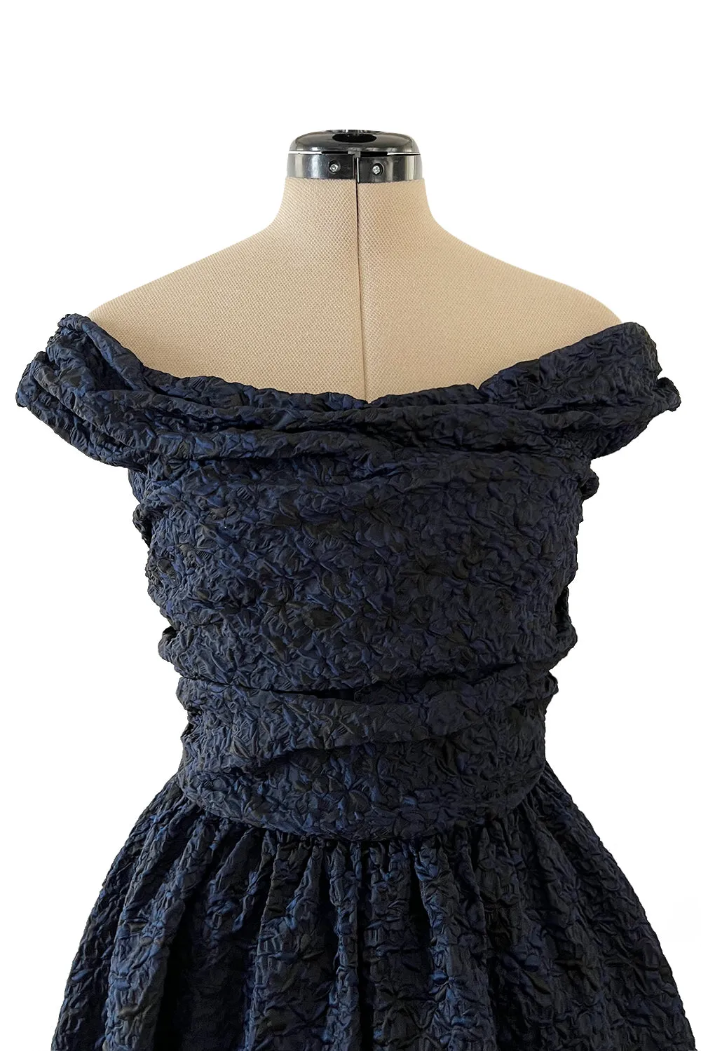 Runway Fall 2019 Christian Dior by Maria Grazia Chiuri Deep Blue & Black Off Shoulder Dress