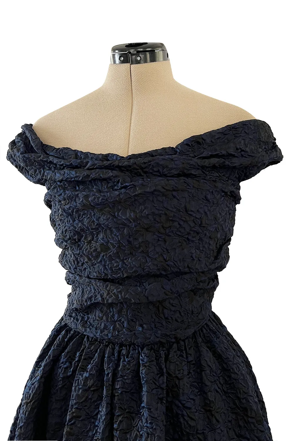 Runway Fall 2019 Christian Dior by Maria Grazia Chiuri Deep Blue & Black Off Shoulder Dress