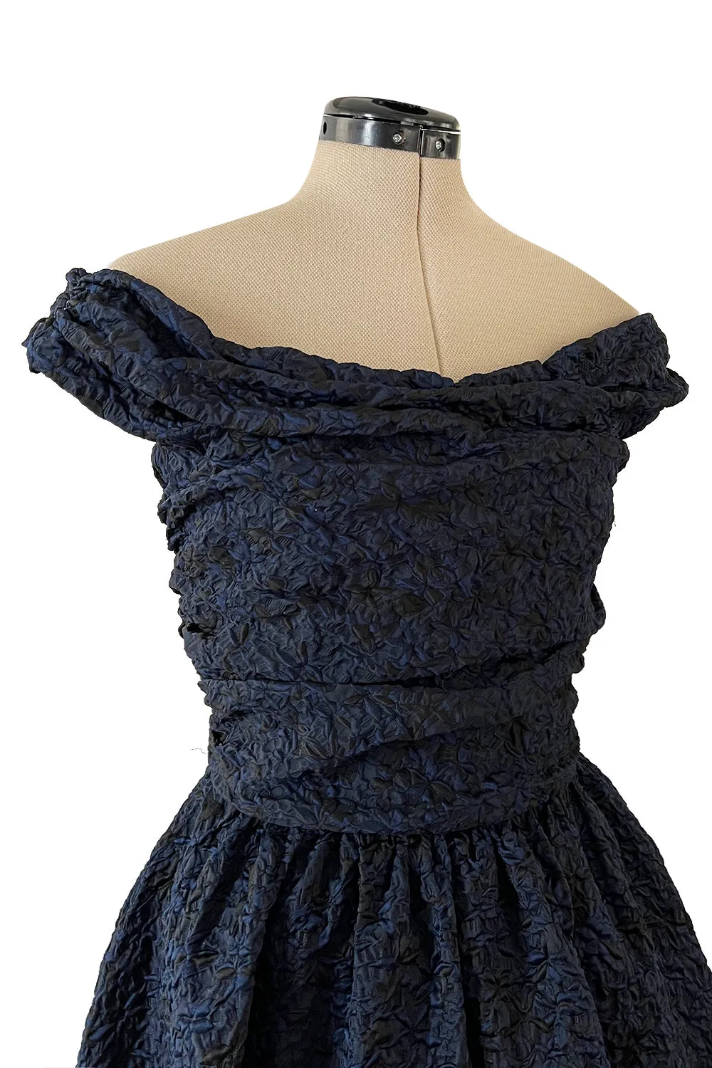 Runway Fall 2019 Christian Dior by Maria Grazia Chiuri Deep Blue & Black Off Shoulder Dress