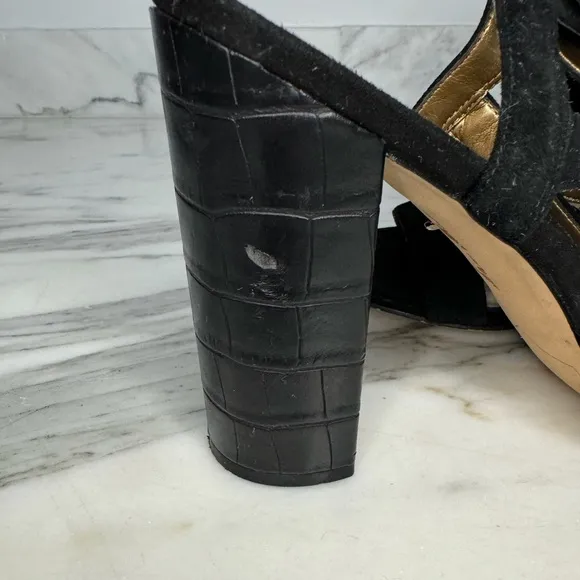 Sam Edelman Yardley Black‎ Suede Lace Up Block Heels Size 10