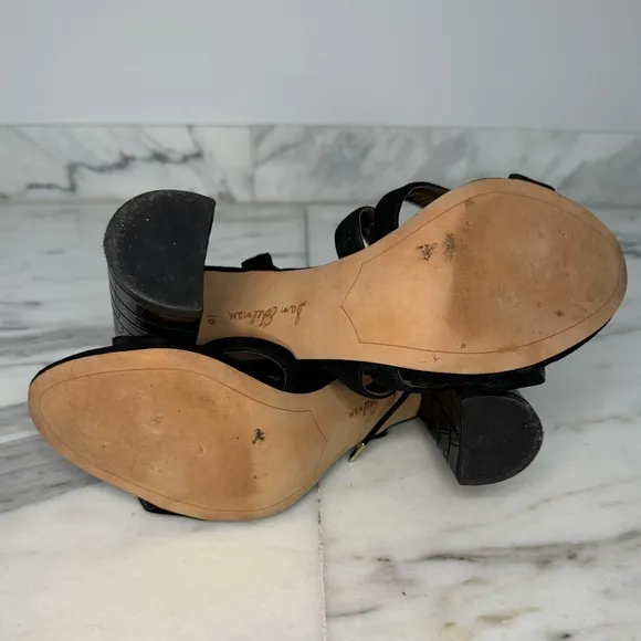 Sam Edelman Yardley Black‎ Suede Lace Up Block Heels Size 10