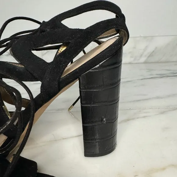 Sam Edelman Yardley Black‎ Suede Lace Up Block Heels Size 10