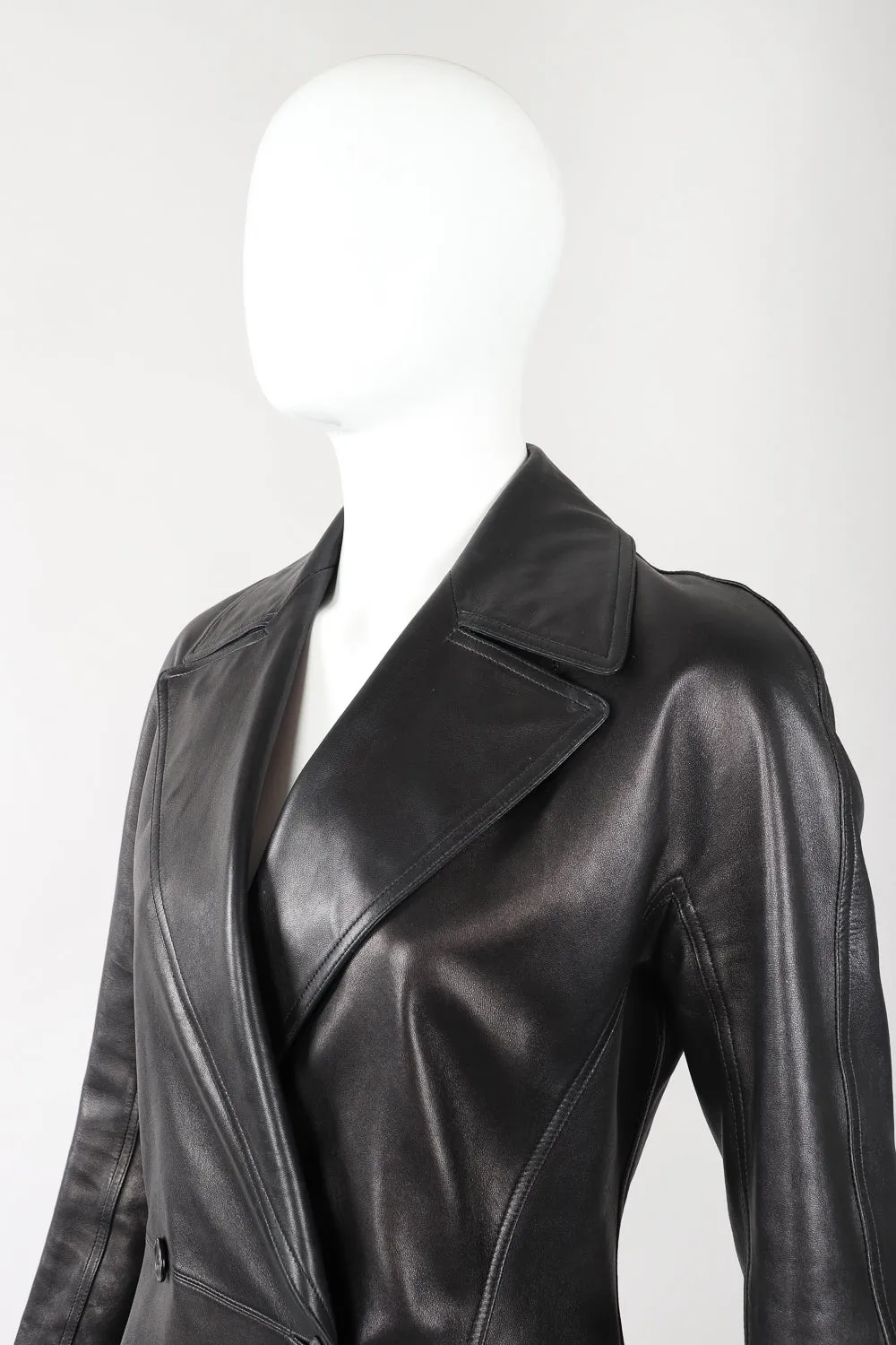 Seamed Leather Trench Coat