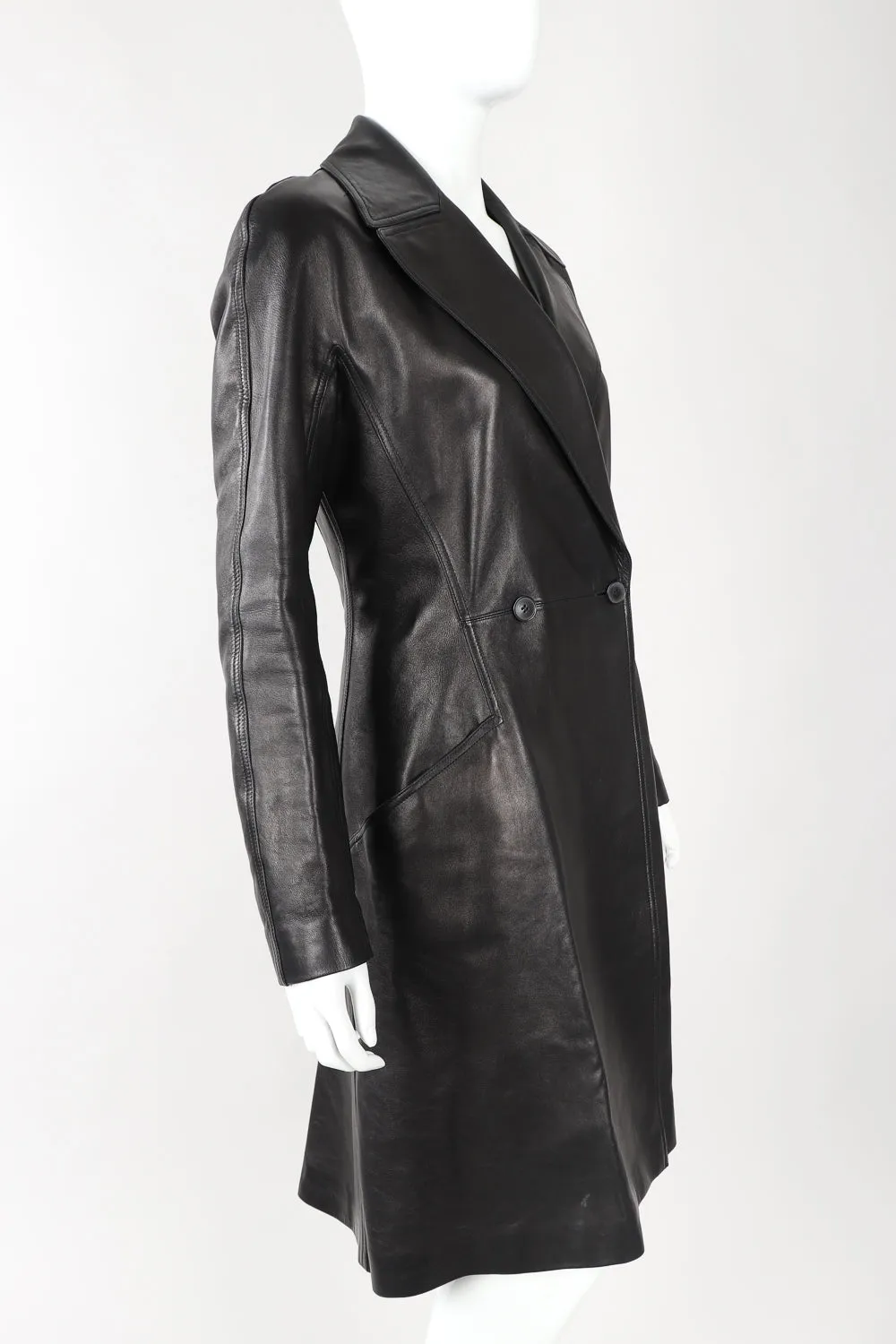 Seamed Leather Trench Coat