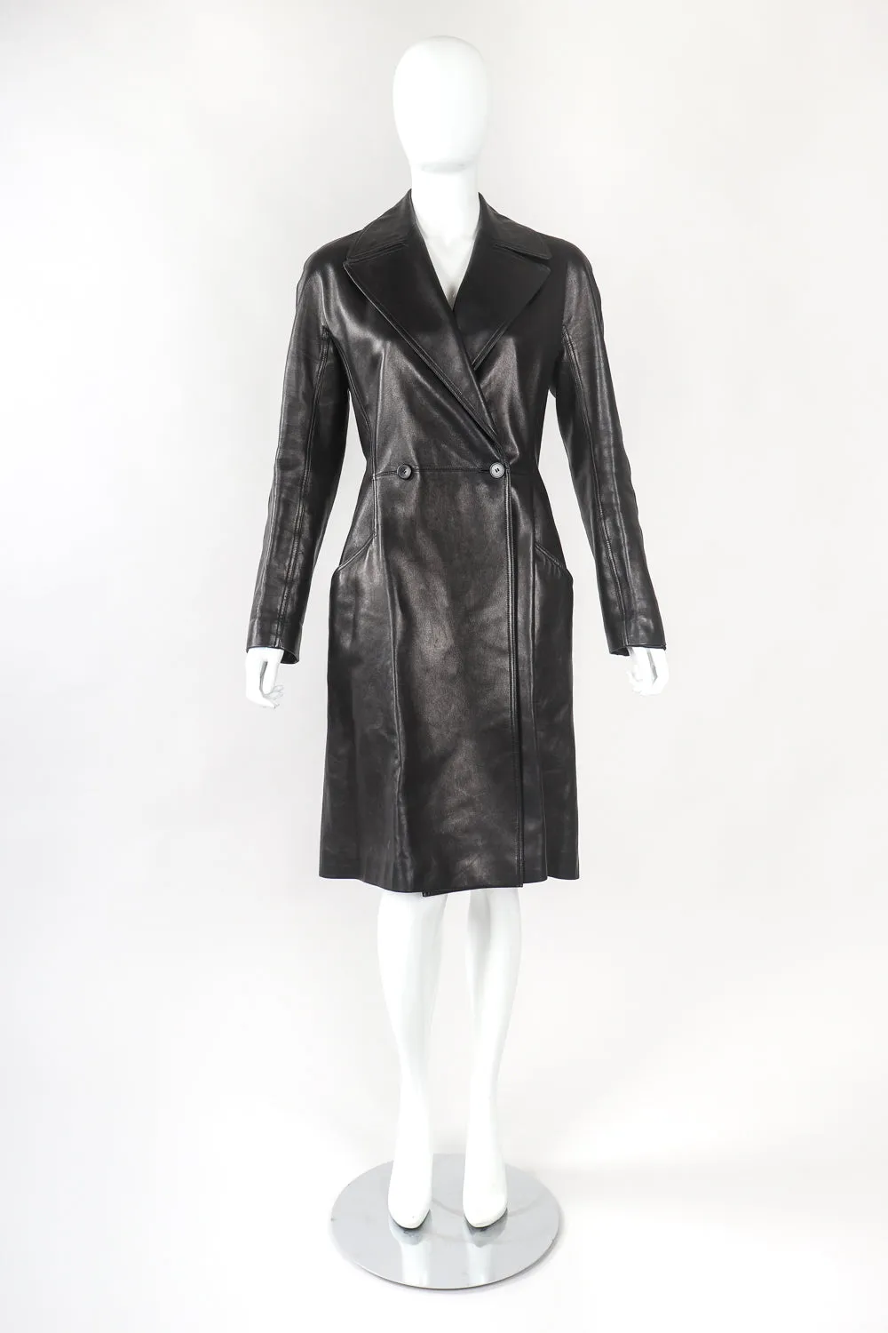 Seamed Leather Trench Coat