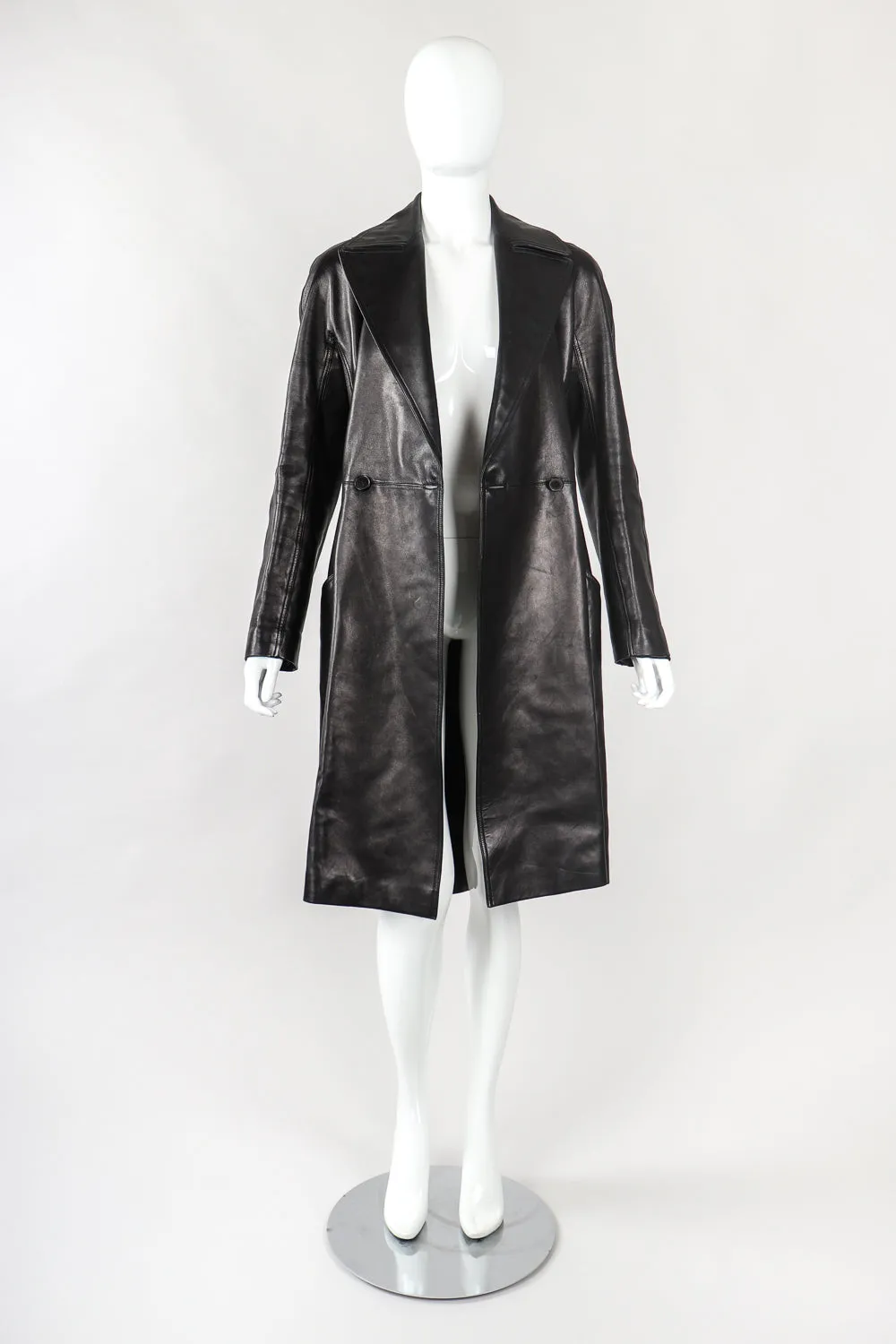 Seamed Leather Trench Coat