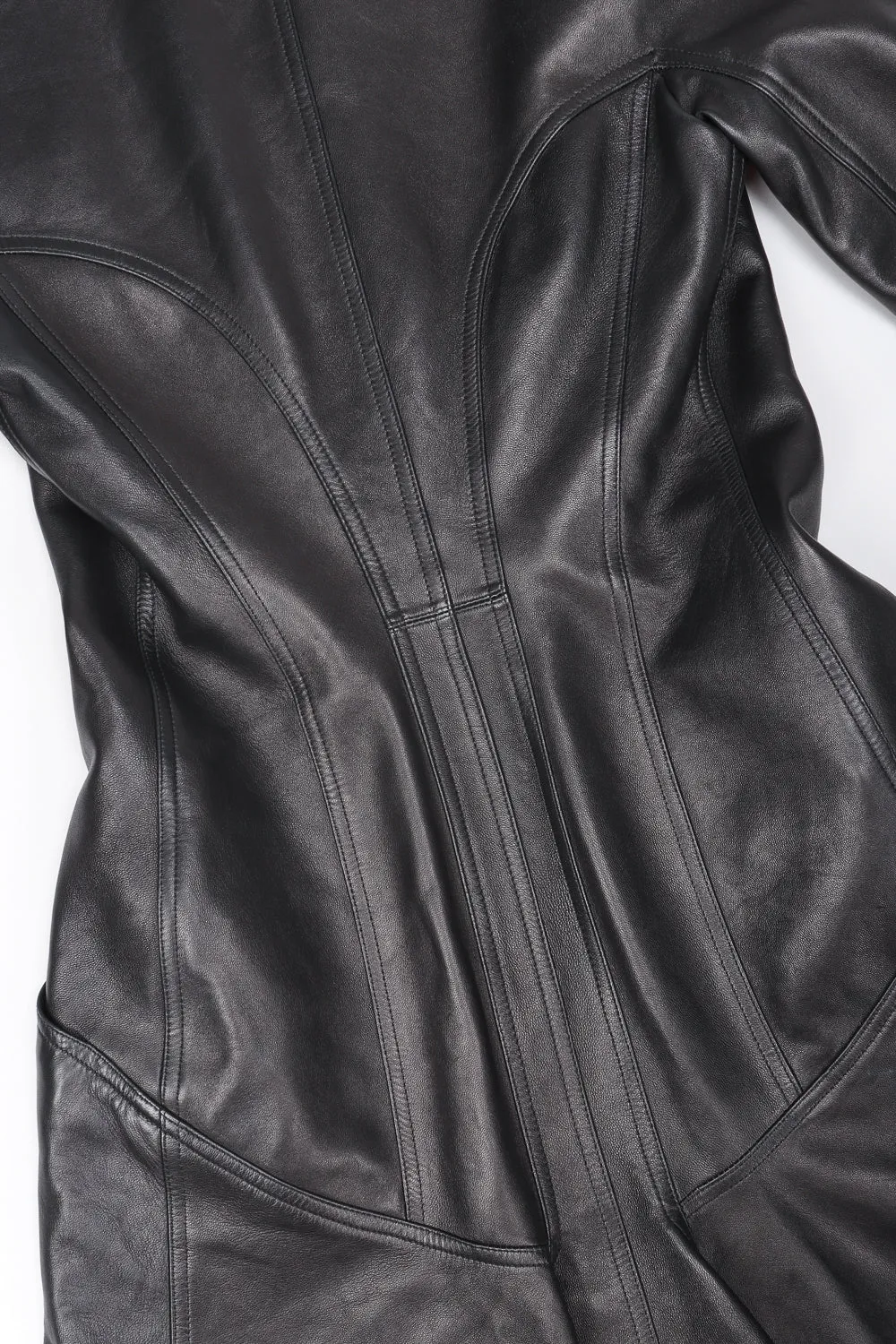 Seamed Leather Trench Coat