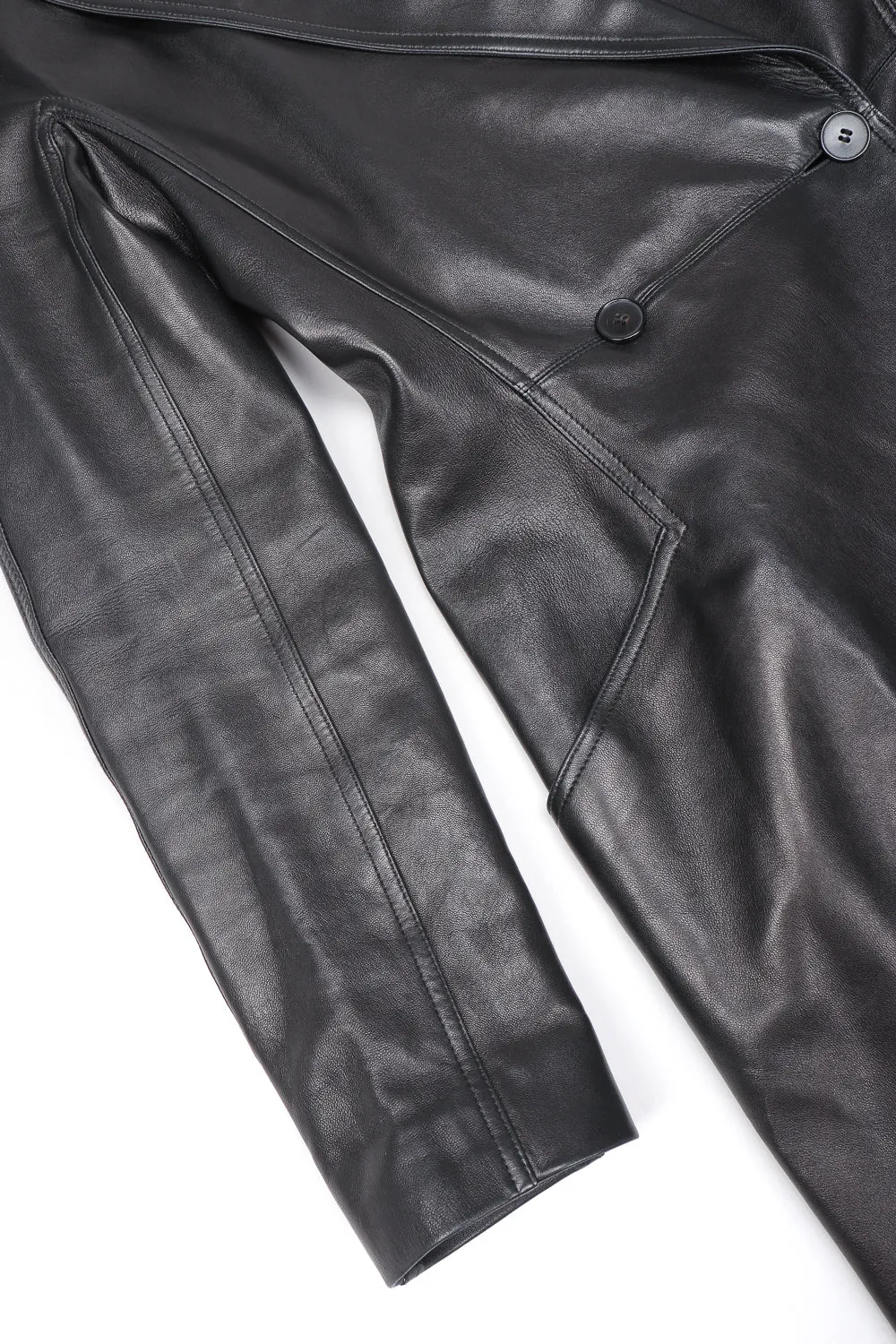 Seamed Leather Trench Coat