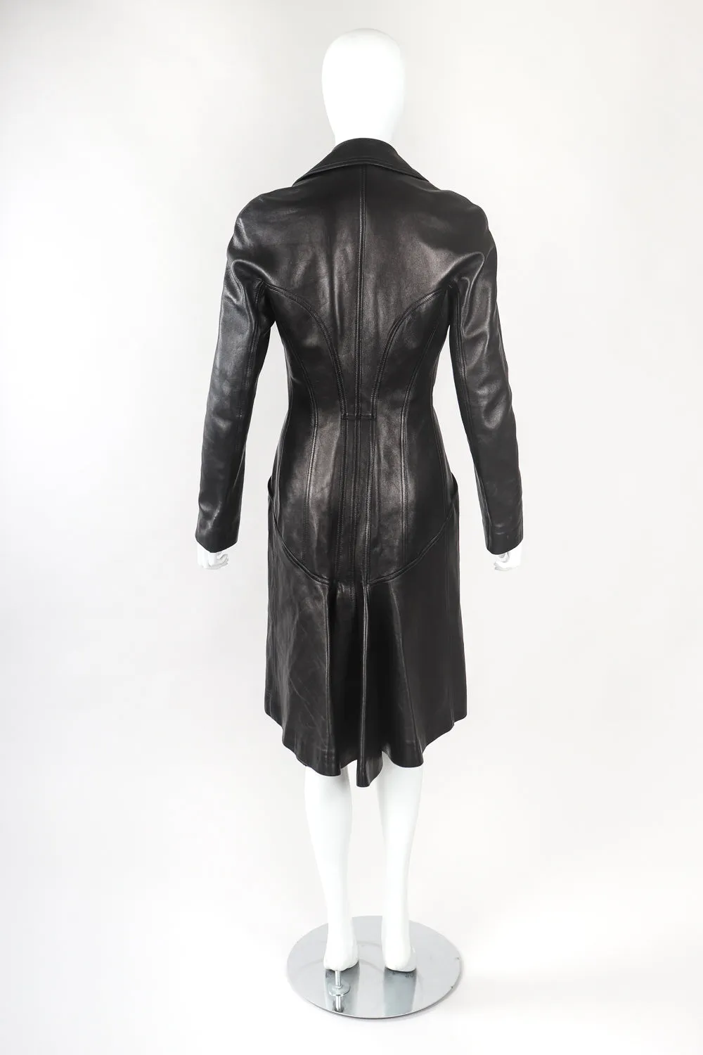 Seamed Leather Trench Coat