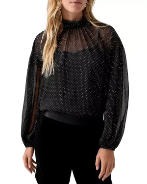SHEER VOLUME BLOUSE-BLACK