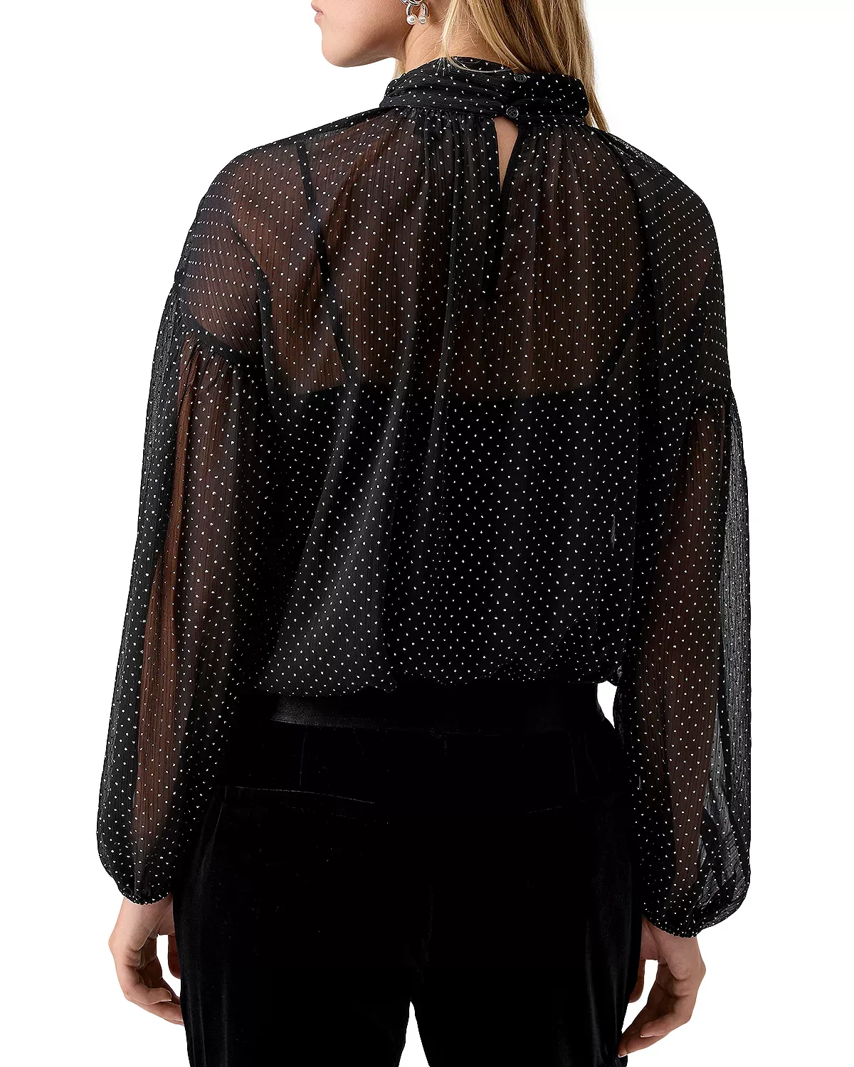 SHEER VOLUME BLOUSE-BLACK