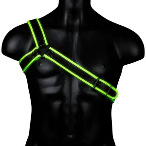 Shots Toys Ouch! Glow In the Dark Gladiator Harness in S/M