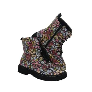 Sincerely Jules Womens Pre-owned Floral Combat Boots w/Zipper on Side - sz. 4