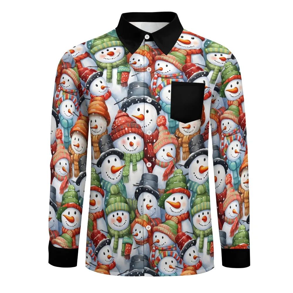 Snowman Men's Pocket Long Sleeve Shirts 2411011034