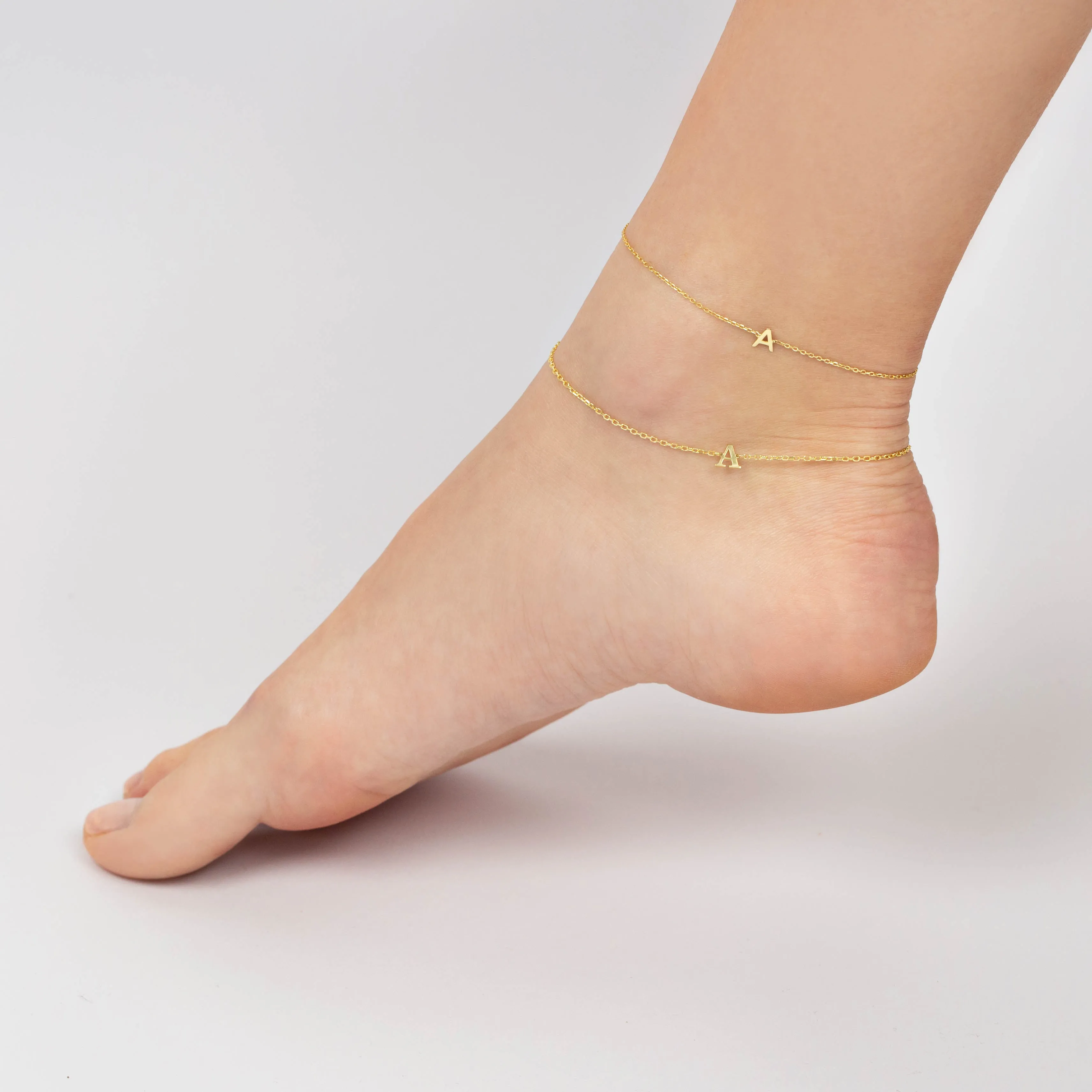 Solid Uppercase Initial Anklet