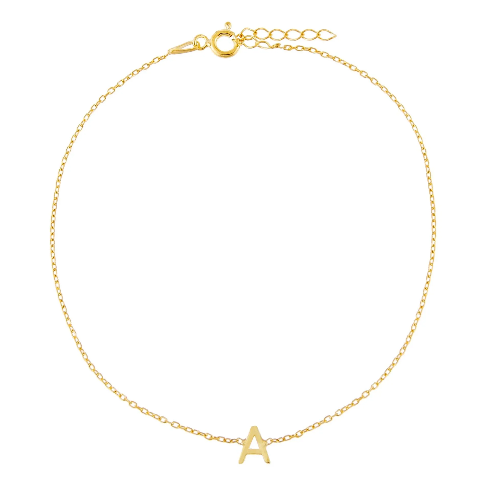 Solid Uppercase Initial Anklet