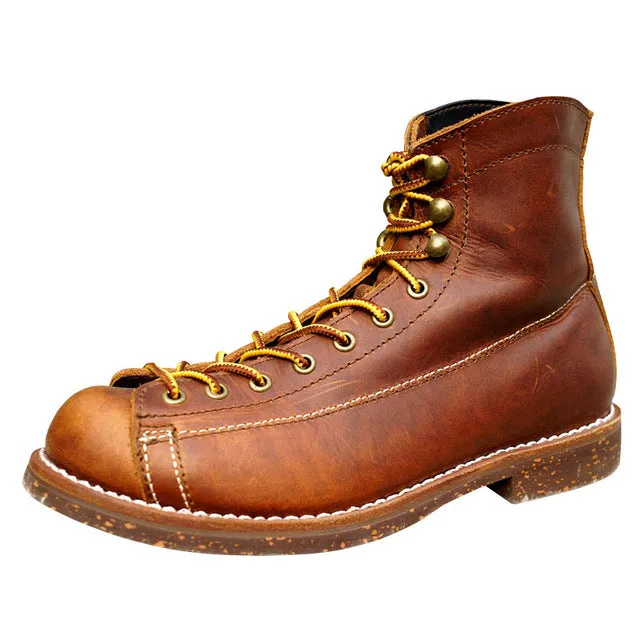 Spring New Top Quality Men Red Boots Fashion Genuine Leather Luxury Brand Wings Formal Ankle Boots Winter Motorcycle Boots