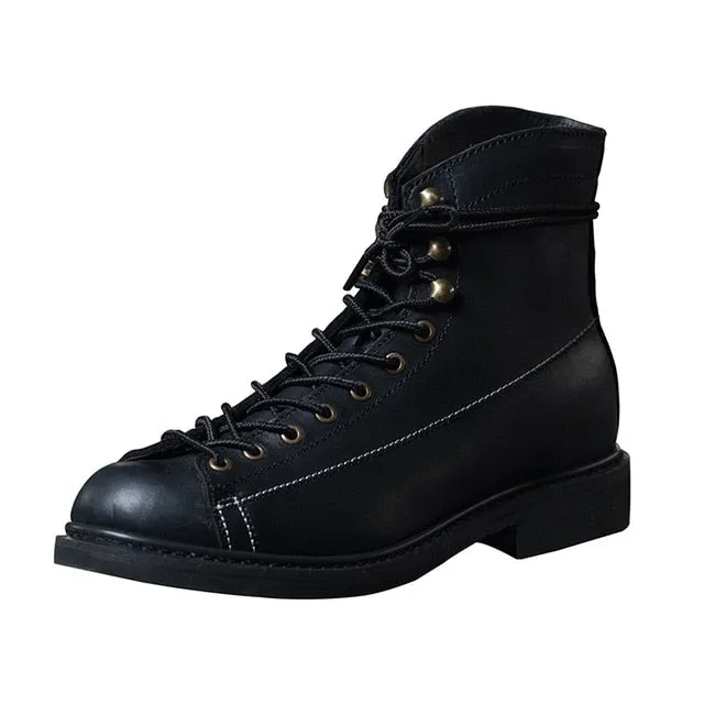 Spring New Top Quality Men Red Boots Fashion Genuine Leather Luxury Brand Wings Formal Ankle Boots Winter Motorcycle Boots