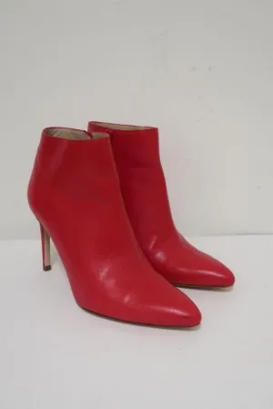 Stuart Weitzman Pureaok Ankle Boots Red Leather Size 6.5 Pointed Toe Booties