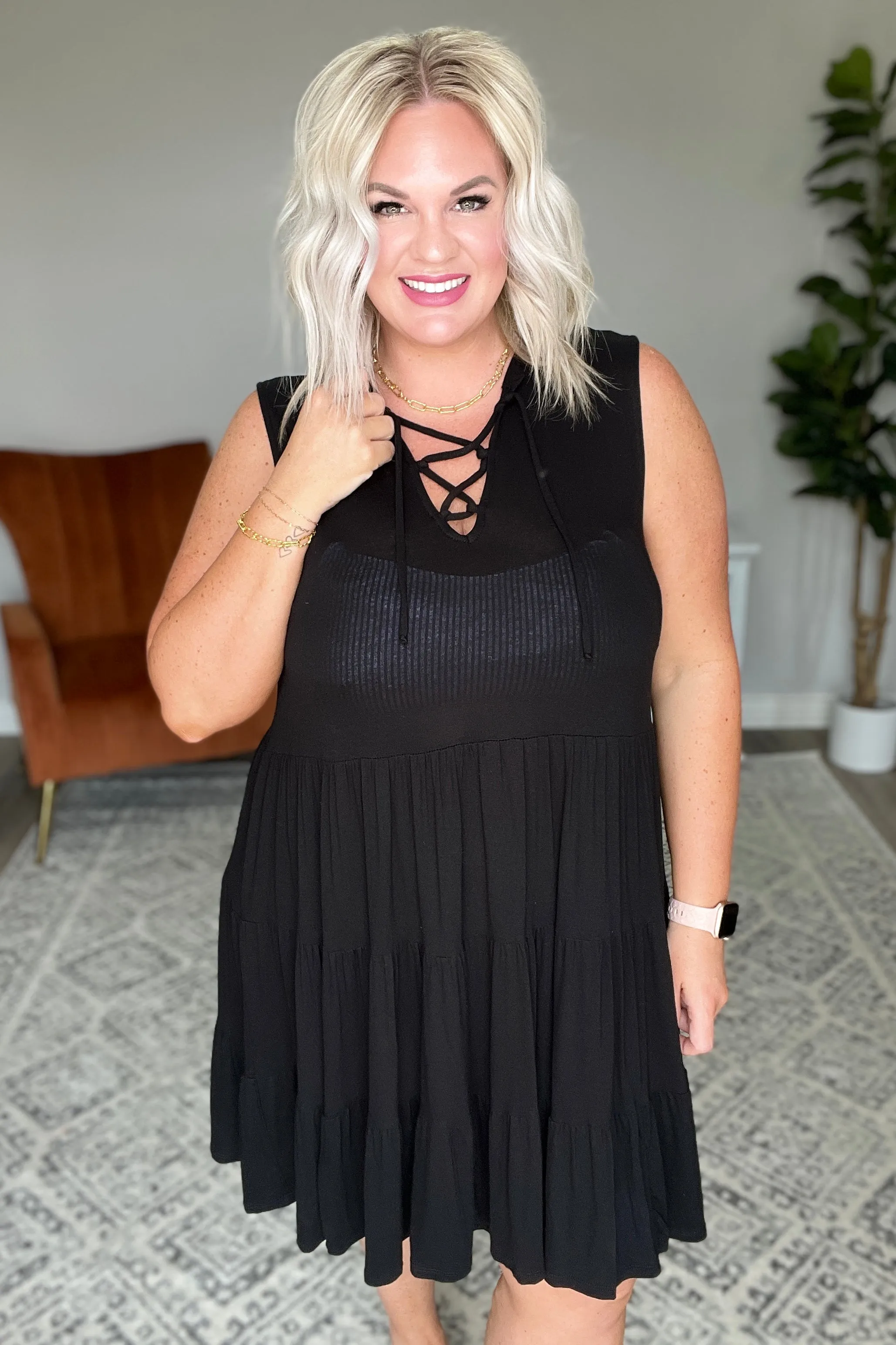 Sunday Supper Tiered Dress in Black