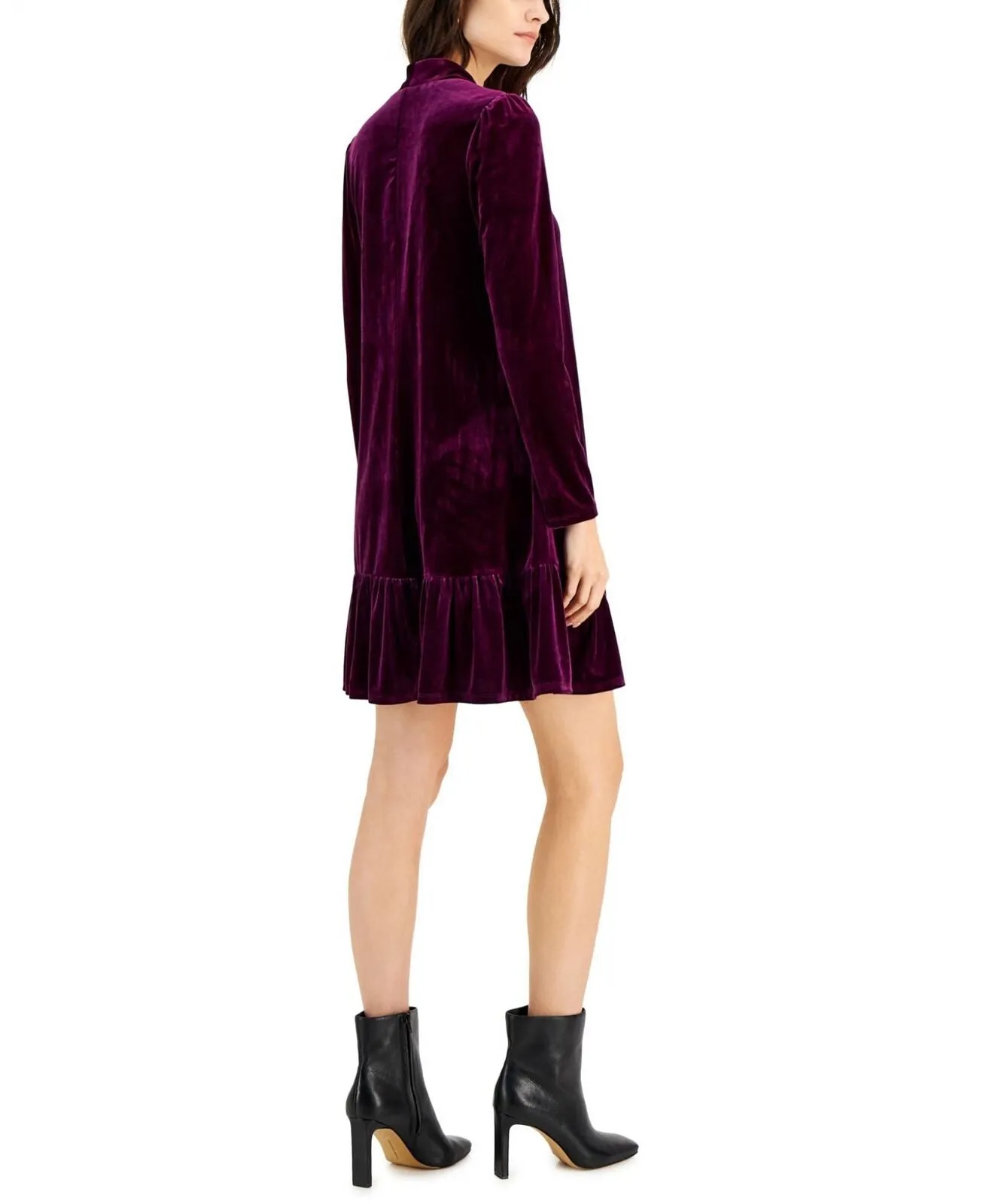 Taylor Women's V-Neck Long-Sleeve Trapeze Velvet Dress 2993M Purple 16