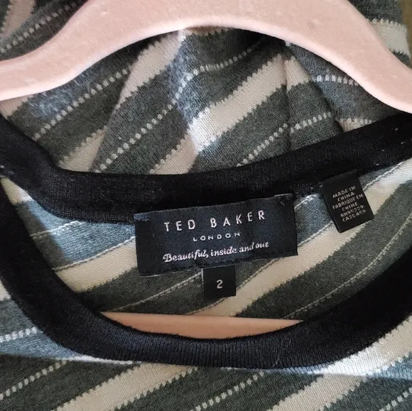 Ted Baker London Kayya Stripe Knit Pullover Sweater Stretch Sleeveless G…