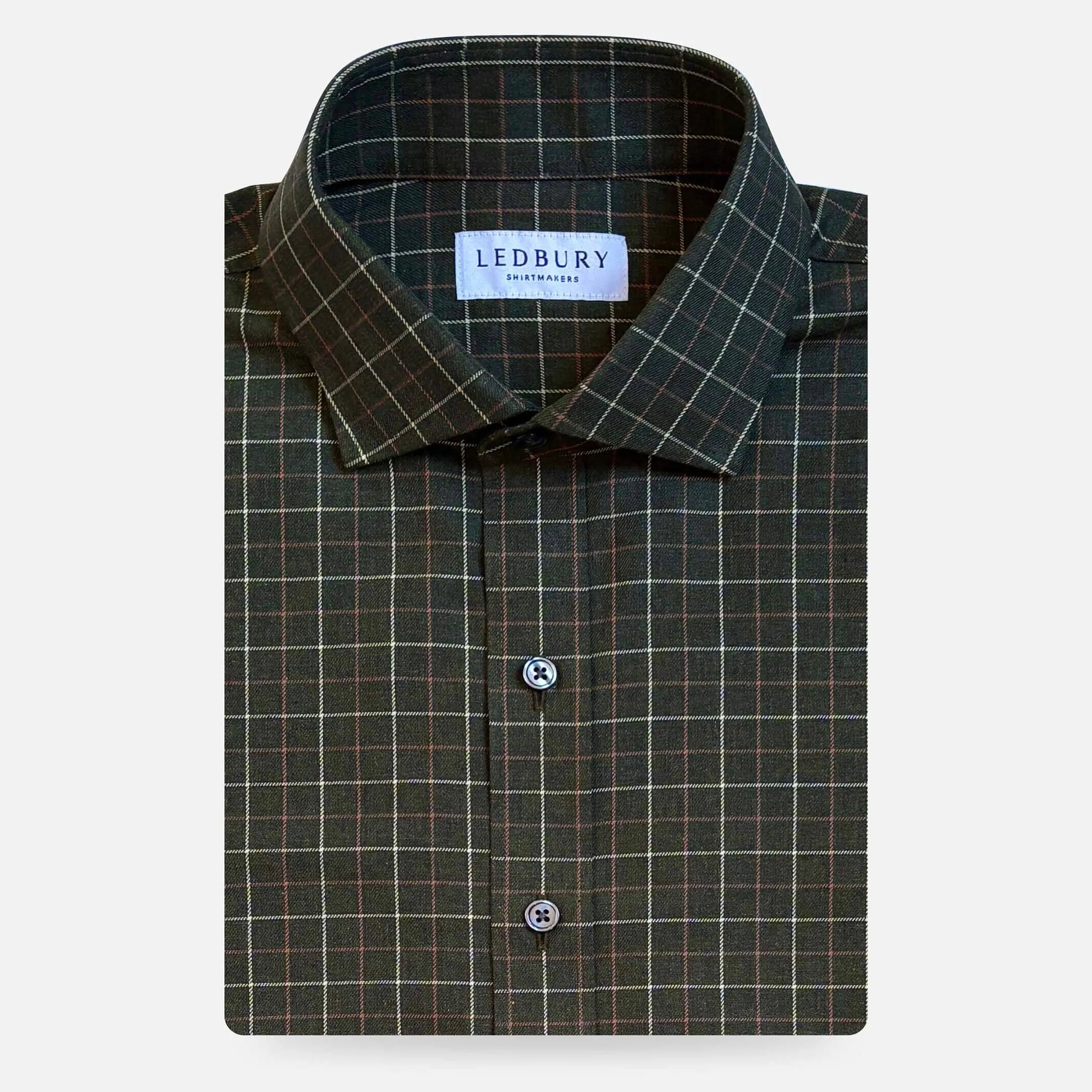 The Dark Olive Ronald Windowpane Custom Shirt