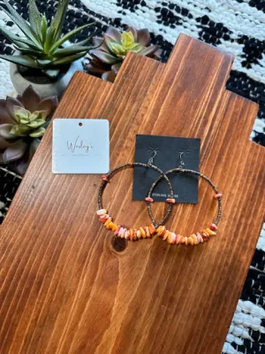 The Killian Turquoise/Spiny Oyster Hoop Earrings