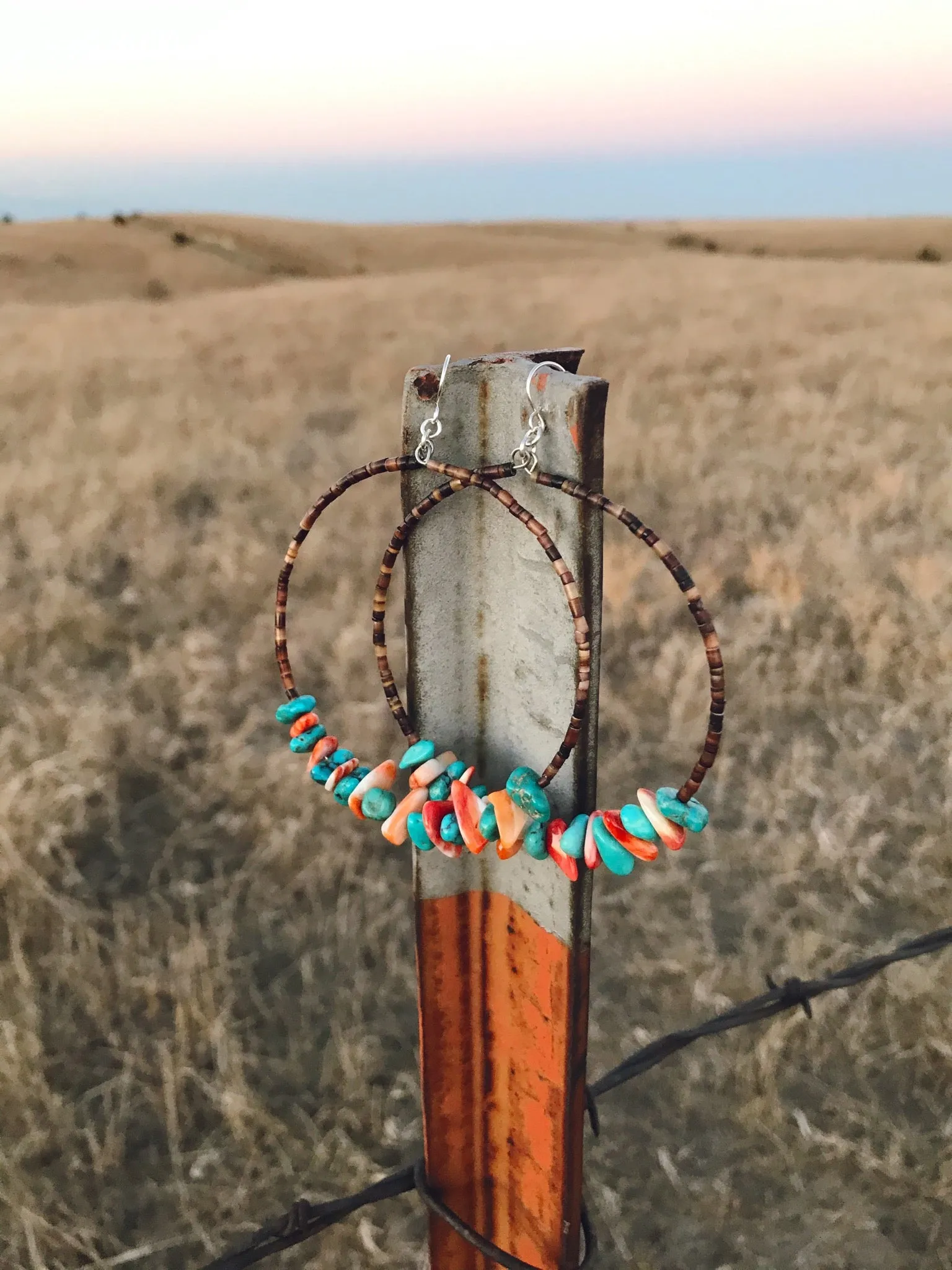 The Killian Turquoise/Spiny Oyster Hoop Earrings