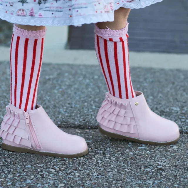 Tiny Toes Nation Girl's Pink Remi BOOTS With Ruffles Size 5