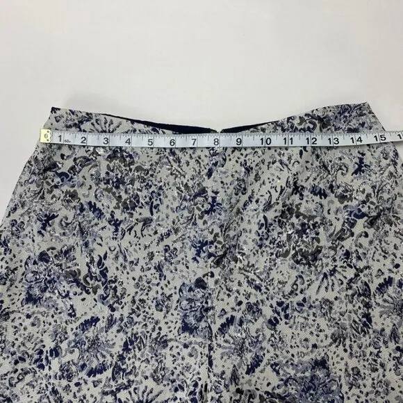 TOP SHOP Jacquard Floral Blue High Waist Wide Leg Shorts/Culottes Size 6