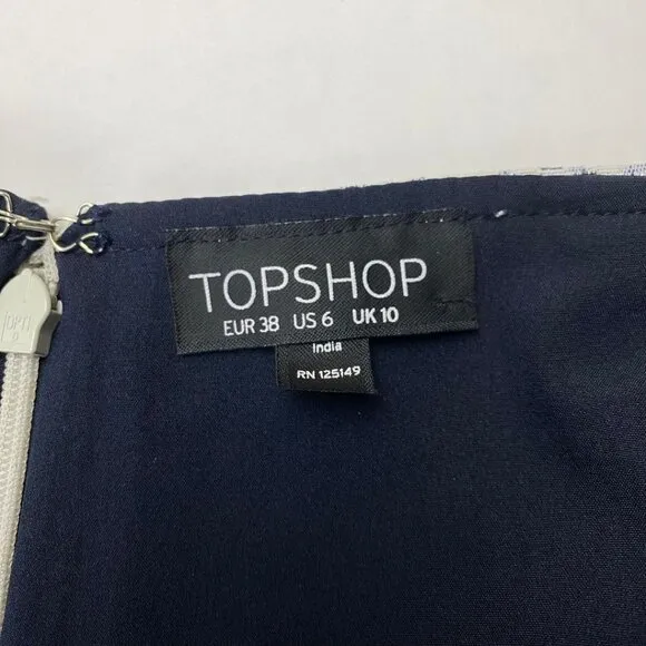 TOP SHOP Jacquard Floral Blue High Waist Wide Leg Shorts/Culottes Size 6