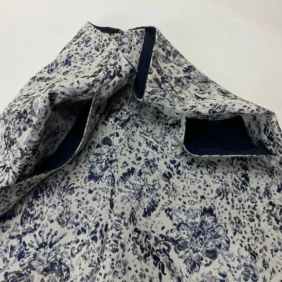 TOP SHOP Jacquard Floral Blue High Waist Wide Leg Shorts/Culottes Size 6