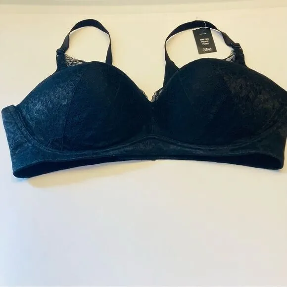 Torrid Curve Dream Wire Free Push Up Plunge Lace Bra Plus Size 44DD Black NEW