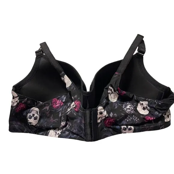 Torrid Womens NWT Skull Black Lightly Lined Full Coverage Balconette Bra 42F