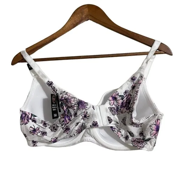Torrid Womens NWT White Floral Full-Coverage Balconette Lightly Lined Bra 42D