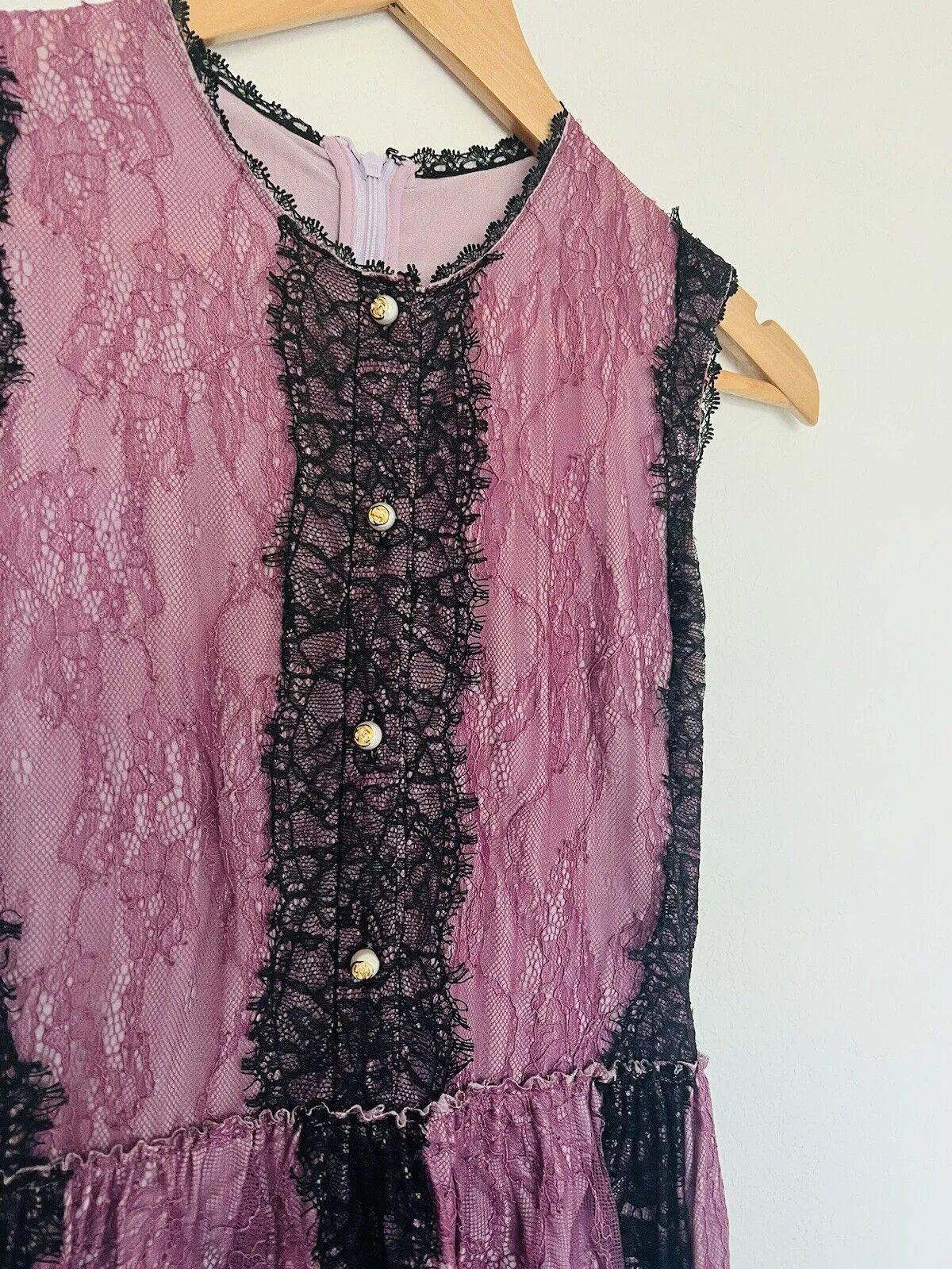 UNBRANDED MIDI Overlay Dress Sz Purple Ruffles Short Sleeves Lined Fairy