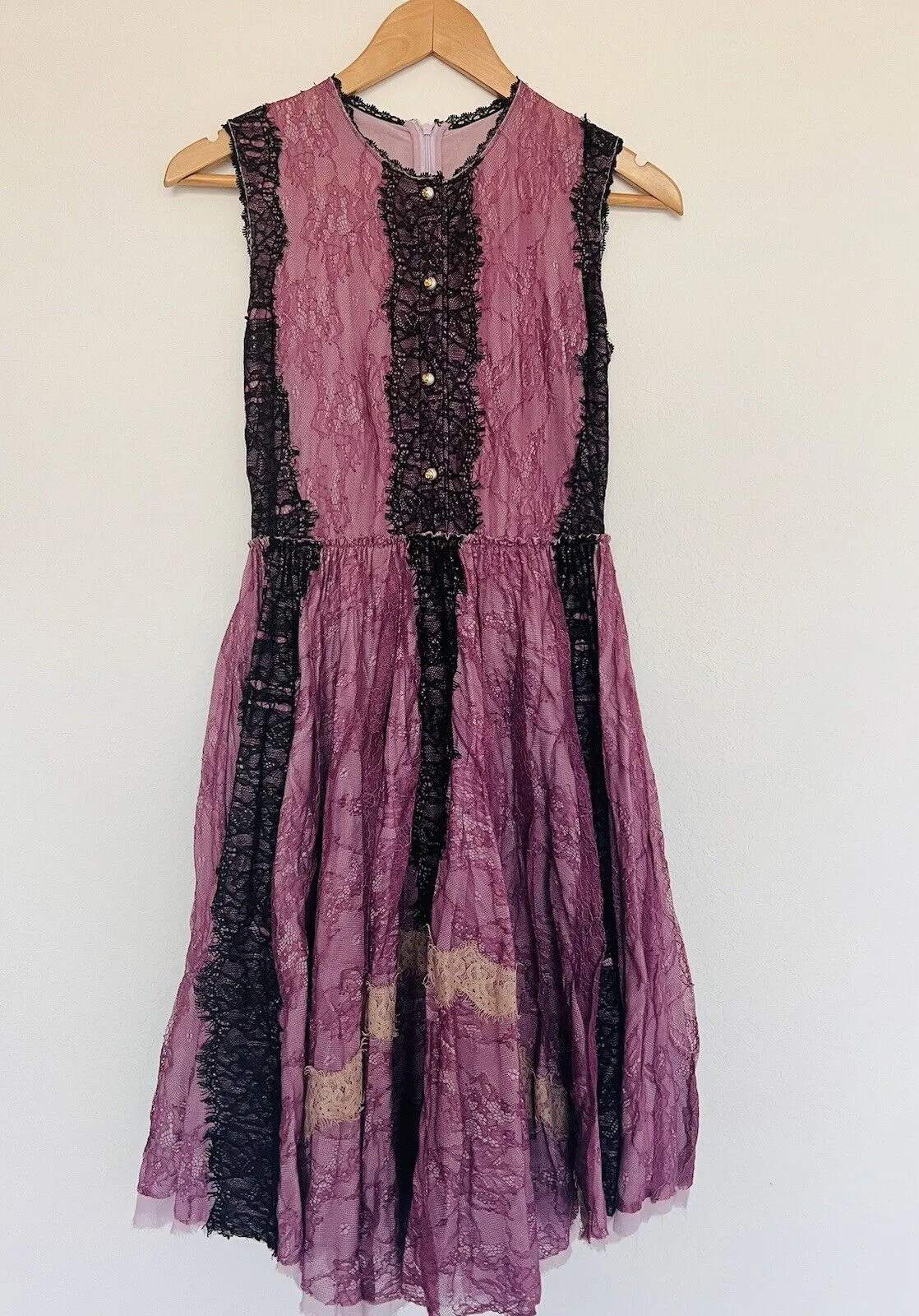 UNBRANDED MIDI Overlay Dress Sz Purple Ruffles Short Sleeves Lined Fairy