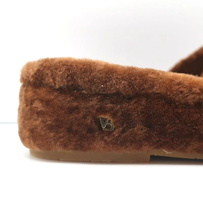Veronica Beard Desiree Shearling Slides Brown Size 8.5 Wedge Sandals NEW