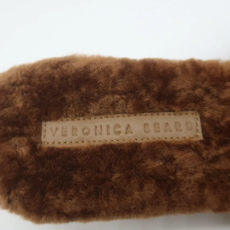 Veronica Beard Desiree Shearling Slides Brown Size 8.5 Wedge Sandals NEW