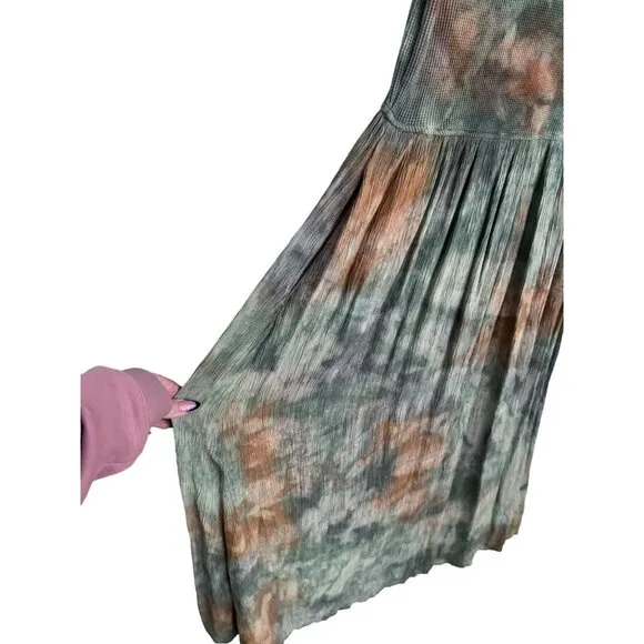 Vintage Babara Lesser‎ tie dye maxi dress size S fairy grunge whimsygoth crinkle