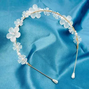 White Crystal Floral Hairband