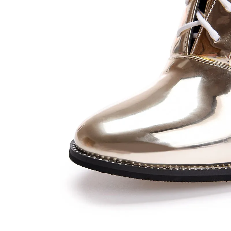 winter women's shoes thick with high-heeled tube in the women's boots in Europe and America with patent leather wild