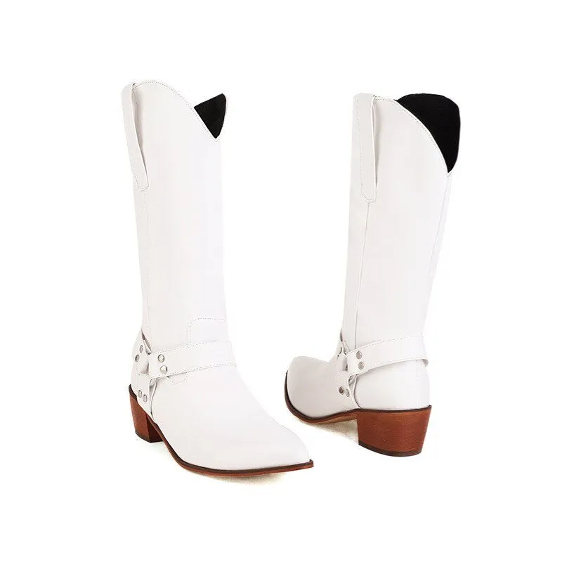 Women 2022 Trend Luxury Elegant Pointed Faux Suede Cowboy Boots