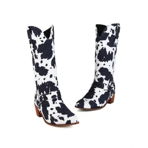 Women 2022 Trend Luxury Elegant Pointed Faux Suede Cowboy Boots