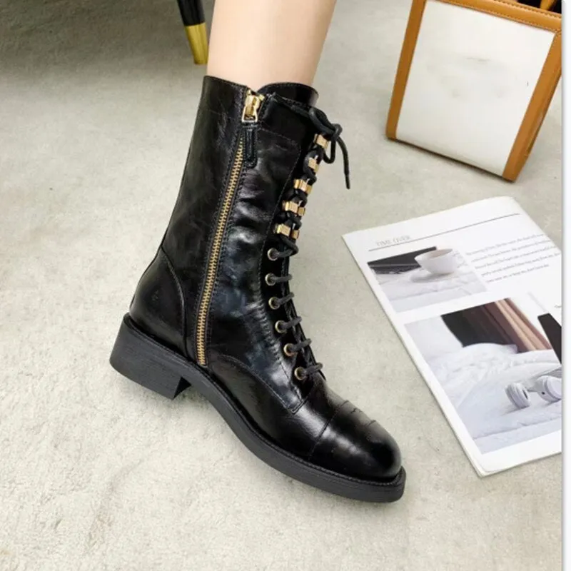 women cow leather motorcycle boots