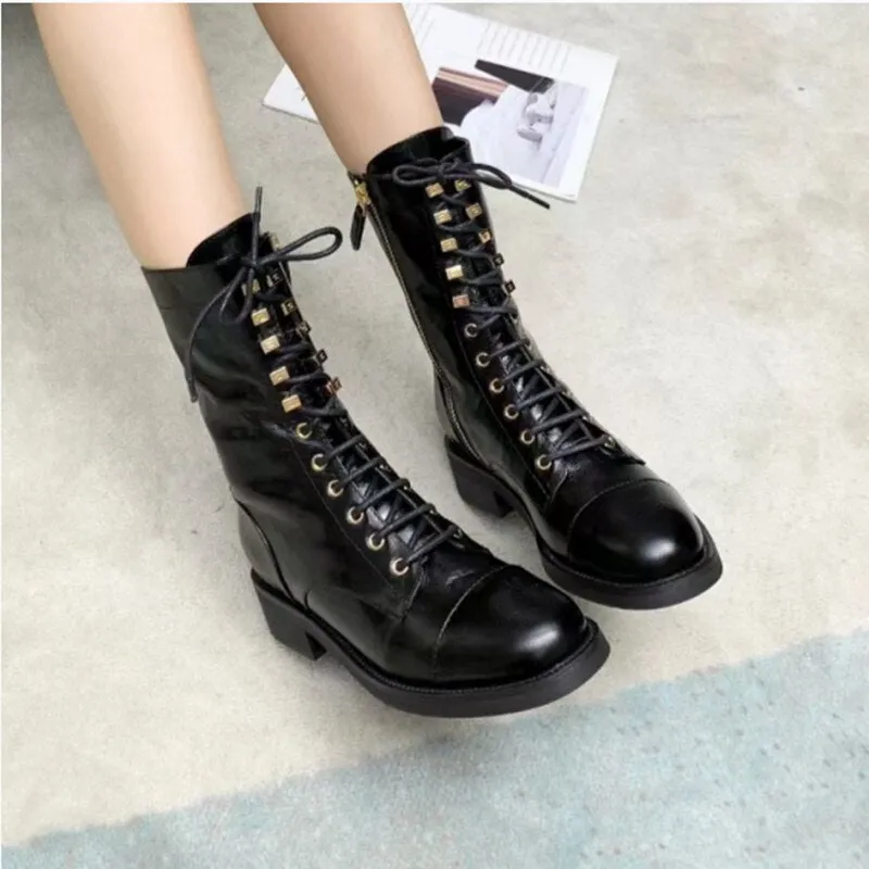women cow leather motorcycle boots