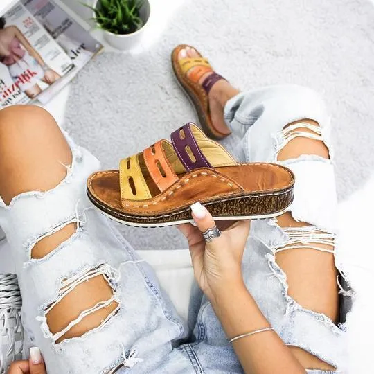 women sandals 3 Color stitching sandals